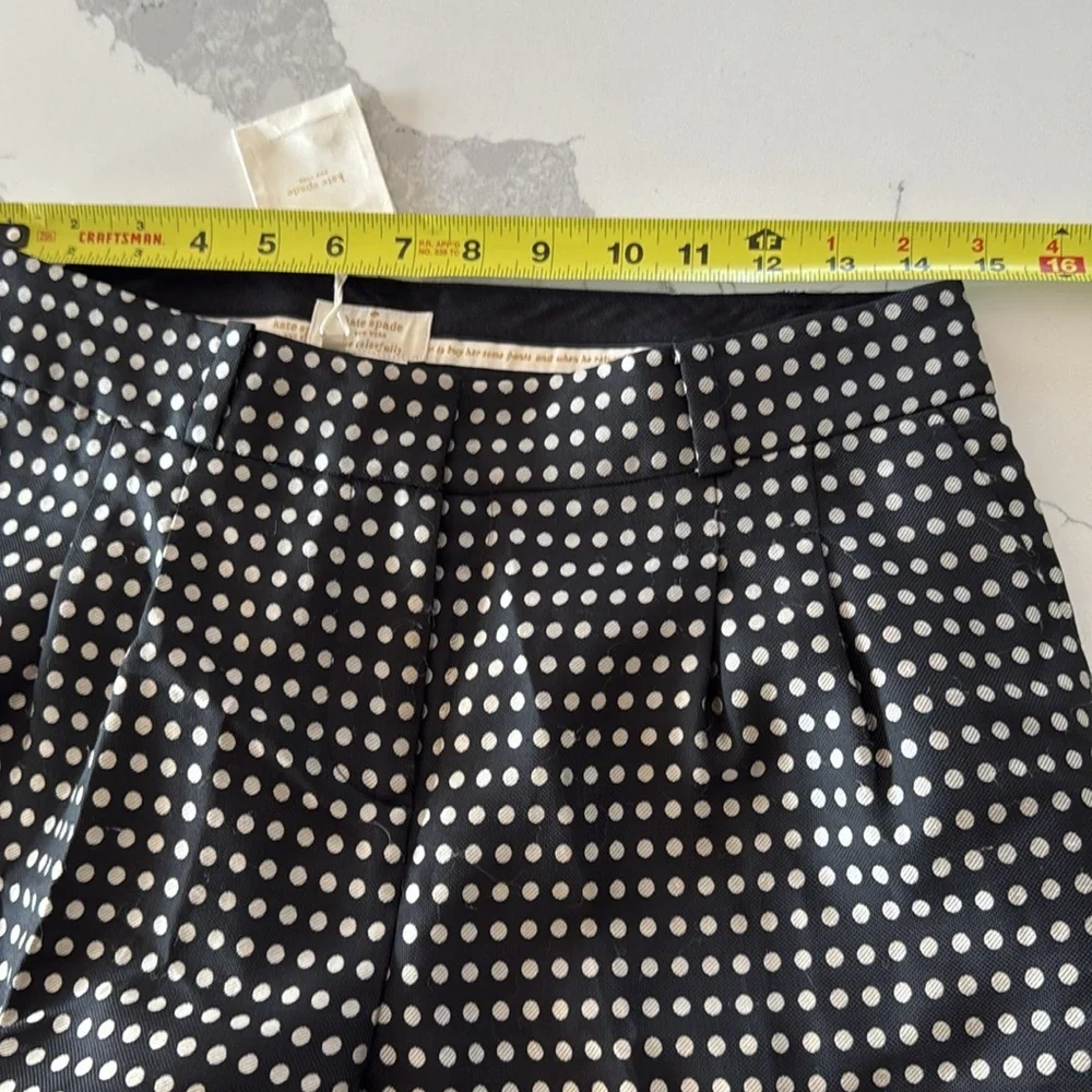 KATE SPADE NY Avery Crop Dress Career Trouser Pants Black Polka Dot Womens 4 NEW